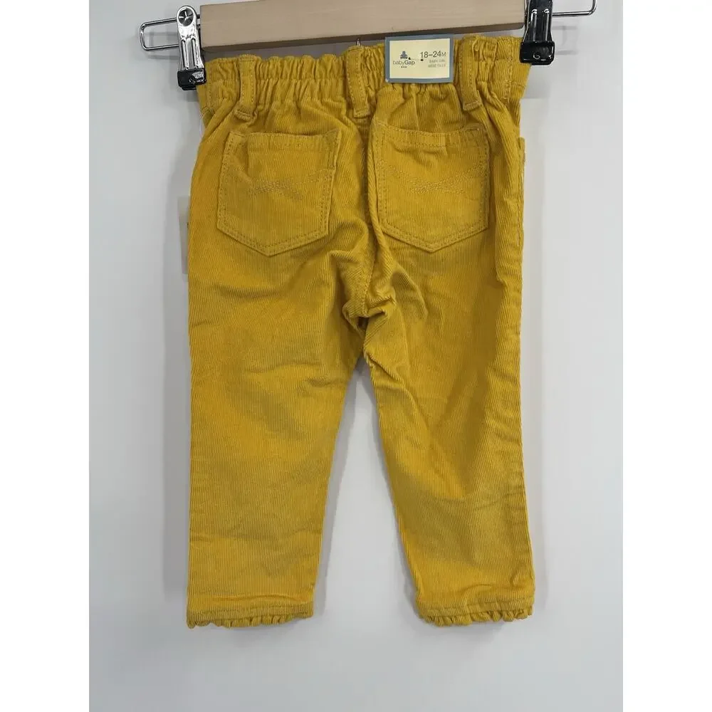 Baby Gap Deep Yellow Ruffled Edge Corduroy Pants Size 18-24M NWT